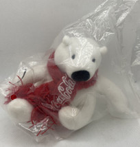New Coca-Cola Mini Bear Plush Stuffed animal White Polar Bear winter Scarf red  - $15.84