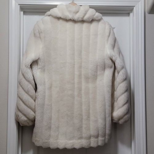 Vintage 80’s Monterey Fashions White Faux Fur High Pile Coat Women’s 14 USA Item image 8