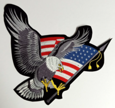 Eagle USA American Flag Embroidered Iron On Jacket Patch 12&quot;h x 12&quot;w NEW - $24.99