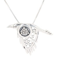 Jewelry Trends Odin Raven Spirit Rune Triangles Sterling Silver Pendant Necklace - £76.07 GBP