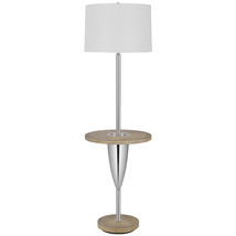 61&quot; Chrome Tray Table Floor Lamp With White Square Shade - $570.19