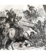 Pizarro And Almagro Battle 1845 Wood Engraving Victorian Revolution DWY9A - $56.12 CAD