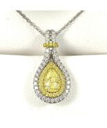0.90 TCW Natural Fancy Yellow Pear Diamond Pendant Necklace 14k White Gold - $5,018.52 CAD