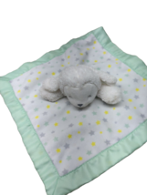 Carters White Lamb rattle Green yellow gray stars Security Blanket lovey satin - £10.34 GBP