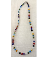 Handcrafted Necklace, Multicolored Artglass beads w/clear glass spacer b... - $19.80