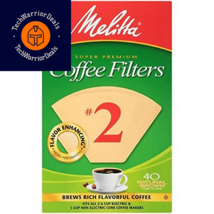 Melitta #2 Cone Coffee Filters, Natural Brown, 40 40 Count (Pack of 1), Brown  - £11.91 GBP