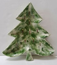 Vintage Hand Painted Ceramic Christmas Tree Plate Dish 1961  - $37.09