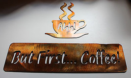 But First Coffee Sign Combo w/ Ahh Smaller Version 7 3/4" x 6 1/4" Metal Art - £30.35 GBP