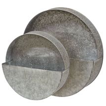 2 round metal Wall Pockets with distressed finish image 2