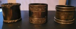 Vtg Set of 3 Unbranded Silver Plated? Napkin Rings Prints Collectible Decor - £22.39 GBP