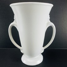 Abingdon Pottery USA 9&quot; White Cream Double Handled Urn Vase VTG 1940s Ar... - $24.45