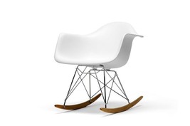 White Eiffel Style Rocker Rocking Chair Adult Size Wing Plastic Shell - $99.96