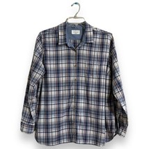 Weatherproof Vintage Shirt Womens XXL Blue Plaid Button Up Long Sleeve Ladies - £8.22 GBP