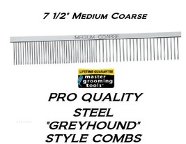 Master Grooming Tools Greyhound Style Steel MEDIUM-COARSE Comb Dog Cat Pet Hair - £15.00 GBP