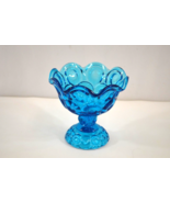 LE Smith Moon and Stars Candy Dish Pedestal Blue Glass Vintage Compote - £22.68 GBP