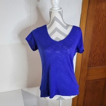 Womens Athleta Short Sleeve T-Shirt Cotton Poly Blend in bright Blue Siz... - £14.80 GBP