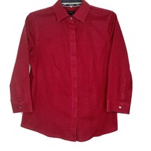 Talbots Womens Size 6 Blouse Hidden Button Front 3/4 Sleeve Collared Red - £10.92 GBP
