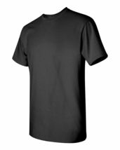 Black Unisex Plain T Shirts Solid Cotton Short Sleeve Blank Tee Top Size L - £14.74 GBP