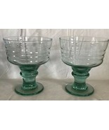 Set of 2 Pale Green RIBBED GLASS BERRY DESSERT BOWL DISHES Cocktail Thic... - £12.01 GBP
