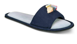 INC International Concepts Womens Blue Mini Pom Tassel Slip-on Slippers XL 11-12 - £11.98 GBP
