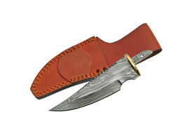266 Layer Damascus Steel Knife 7&quot; Blank + Brass Guard + Sheath SHARP Han... - £29.34 GBP
