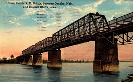 Postcard 1927-UNION Pacific R.R. Bridge, Omaha, NE./CORNELL Bluffs Ia /BK32-B - £3.56 GBP