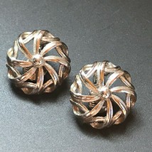 Estate Monet Signed Silvertone Domed Pinwheel Clip Earrings – marked on back of  - £14.79 GBP