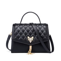 Women Leather Shoulder Bag Cowhide Lattice Crossbody Bags Lady Handbag with Adju - £96.31 GBP