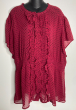 Torrid Womens Blouse Top Plus Size 4 Sheer Ruffle Red Polka Dot Short Sleeve - £19.61 GBP