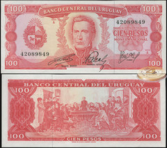 Uruguay. Banknote 100 pesos. ND (1974). Unc. Paper. Cat# P.47h - £6.75 GBP