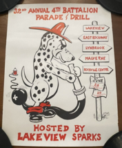 Rare 1975 32nd Annual 4th Battalion Parade &amp; Drill Poster New York Firem... - £46.42 GBP