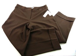 APT 9 Brown Tailored Cropped Cuffed Capri Pants Womens 10 Nwt - £19.77 GBP