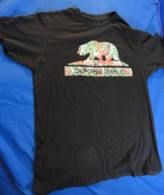 California Republic Black &amp; Floral Bear Black Short Sleeve Crewneck T Shirt L - £12.94 GBP