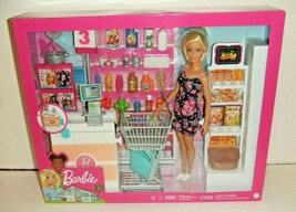 Barbie Supermarket Playset Blonde Hair with 25-Grocery Themed Pieces - £26.46 GBP