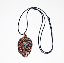 SALE Grateful Dead SYF Mahogany Wood Blown Glass Pendant  Necklace  #77 - $32.99