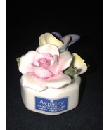 Aynsley floral arrangement bowl pink rose hand modeled painted bone England - $14.84