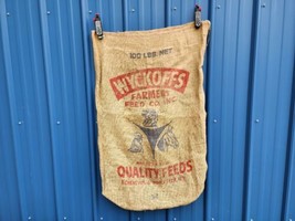 Vintage Wyckoff Farmers Feed Co. 100 Lbs. Burlap Sack Schenevus &amp; Worces... - £23.52 GBP