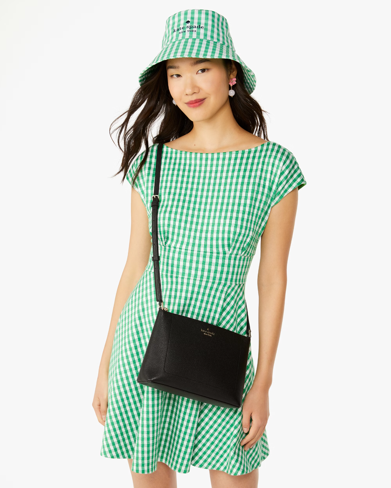 NWB Kate Spade Leila Crossbody Bag Black Pebbled Leather Purse KG464 Gift Bag FS