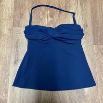 Lands End Womens Solid Blue Strapless Halter Tankini Swim Top XXS Molded... - $27.72