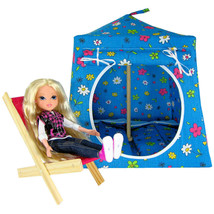 Aqua Toy Play Pop Up Doll Tent, 2 Sleeping Bags, Flower &amp; Heart Print Fabric - £19.94 GBP