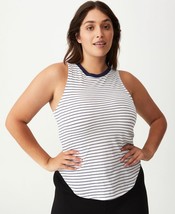 MSRP $20 Cotton On Women&#39;s Active Curve Hem Tank Navy Stripe Size Small - £5.69 GBP