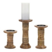 Candle Holder (Set of 3) 6.25&quot;H, 7.75&quot;H, 10.25&quot;H Wood - £44.73 GBP