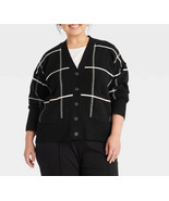A New Day Women&#39;s Plus Cozy Knit Everyday Cardigan 4XL Black Cream Plaid... - €25,82 EUR
