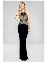 NEW Navy Embroidered Illusion Jersey Gown Sz 6 - £93.42 GBP