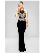 NEW Navy Embroidered Illusion Jersey Gown Sz 6 - $116.88