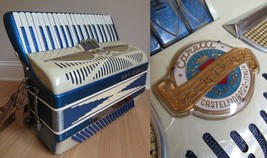 Italian accordion CARELLI CASTELFIDARDO &quot;Cathedral&quot; Italy PEARL &amp; BLUE S... - £620.47 GBP