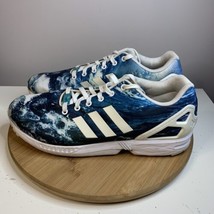 Adidas ZX Flux Ocean Waves Mens Size 12 Running Shoes Blue White Sneaker... - £31.55 GBP