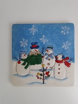 St Nicholas Square &quot;Button Up&quot; Snowman Christmas Trivet Wall Hanging 7x7... - $10.66