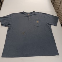 Carhartt K84 BLS Men's Blue Henley Cotton Pocket T-Shirt Short Sleeve Size 2XL image 14