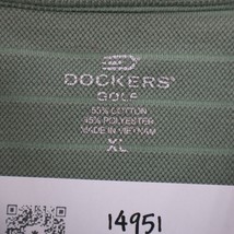 Dockers Shirt Mens XL Green Striped Polo Chest Button Short Sleeve Golf Collared - £17.97 GBP